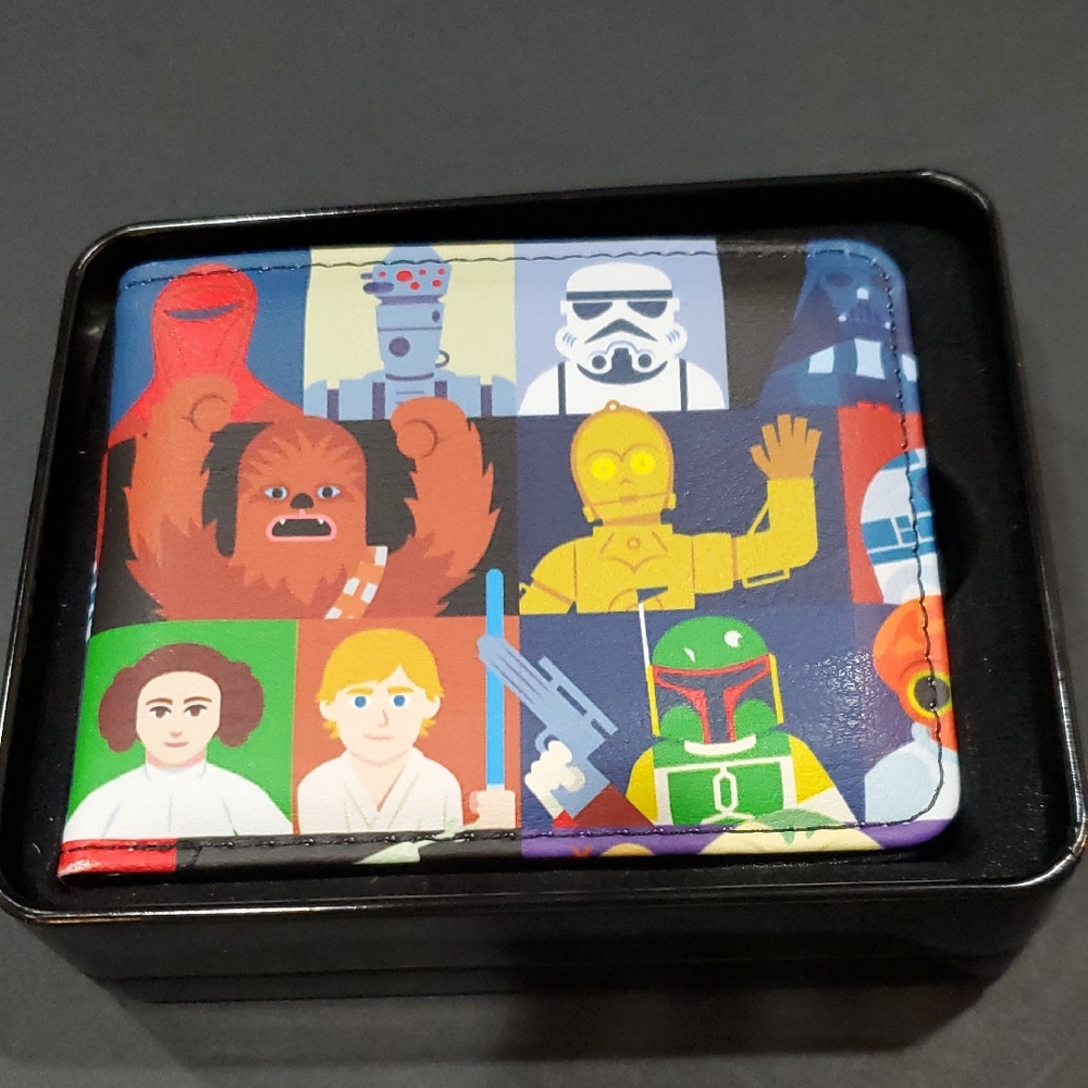 Star Wars characters printed bifold wallet new in‎ black star wars tin case new